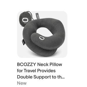 NWT Bcozzy Junior Comfortable Travel Neck Pillow Gray Travel Case Airplane
